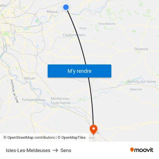 Isles-Les-Meldeuses to Sens map