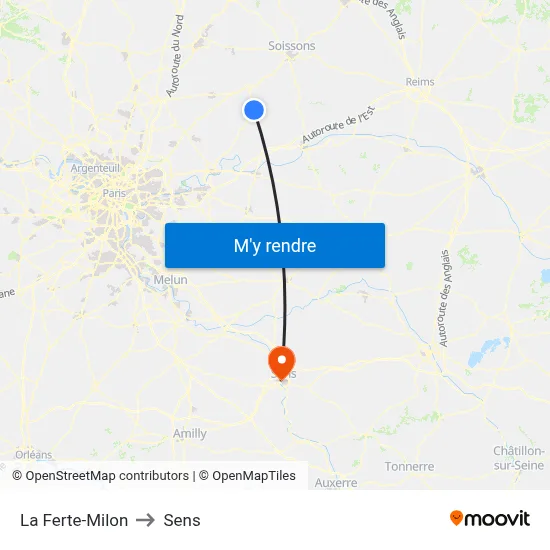 La Ferte-Milon to Sens map