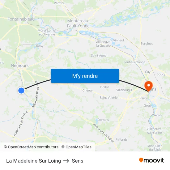 La Madeleine-Sur-Loing to Sens map