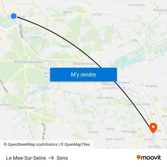 Le Mee-Sur-Seine to Sens map