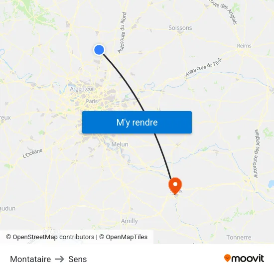 Montataire to Sens map