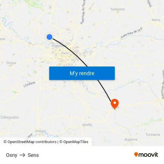 Osny to Sens map