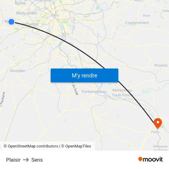 Plaisir to Sens map
