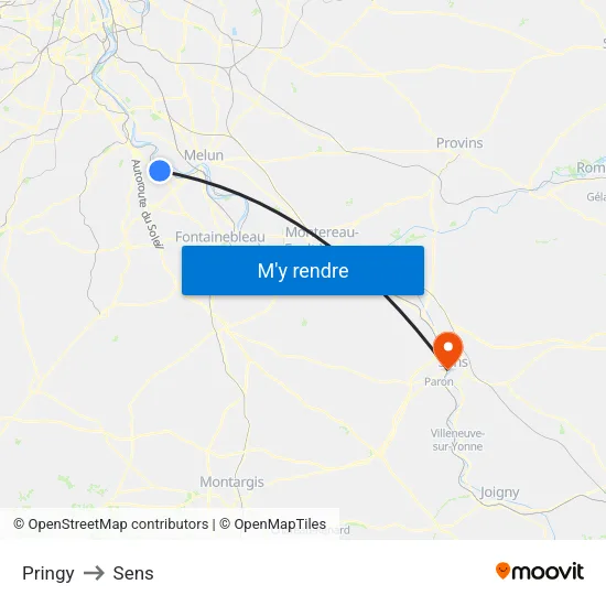 Pringy to Sens map