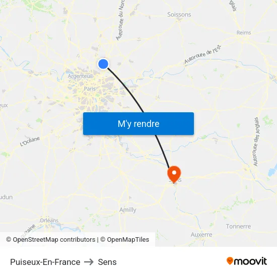 Puiseux-En-France to Sens map