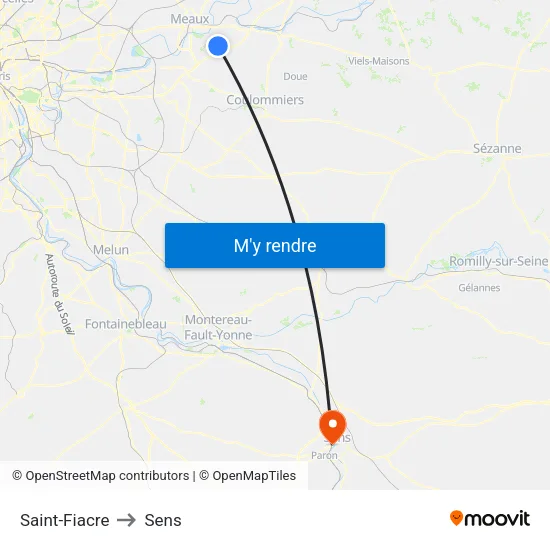 Saint-Fiacre to Sens map
