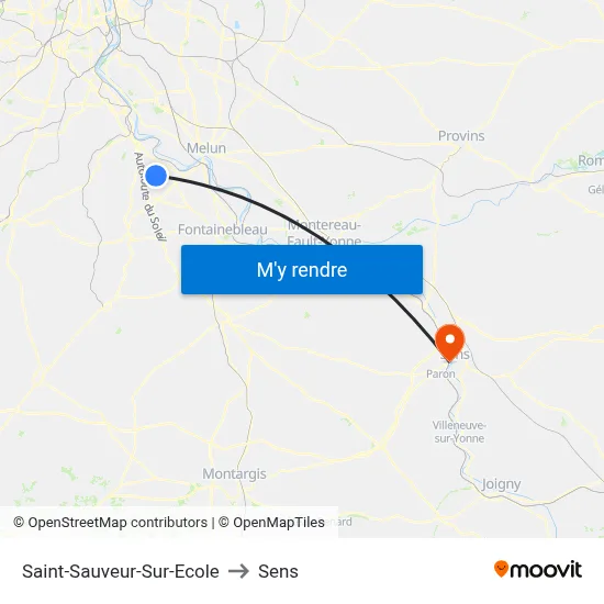 Saint-Sauveur-Sur-Ecole to Sens map