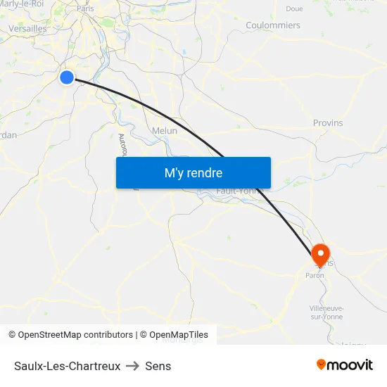 Saulx-Les-Chartreux to Sens map
