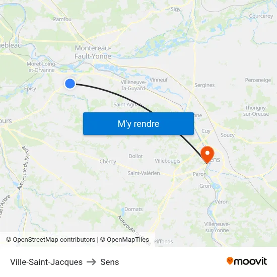 Ville-Saint-Jacques to Sens map