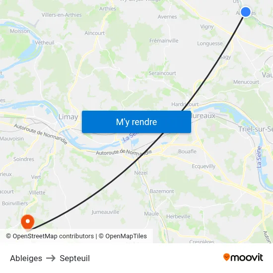 Ableiges to Septeuil map