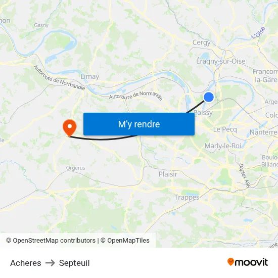 Acheres to Septeuil map