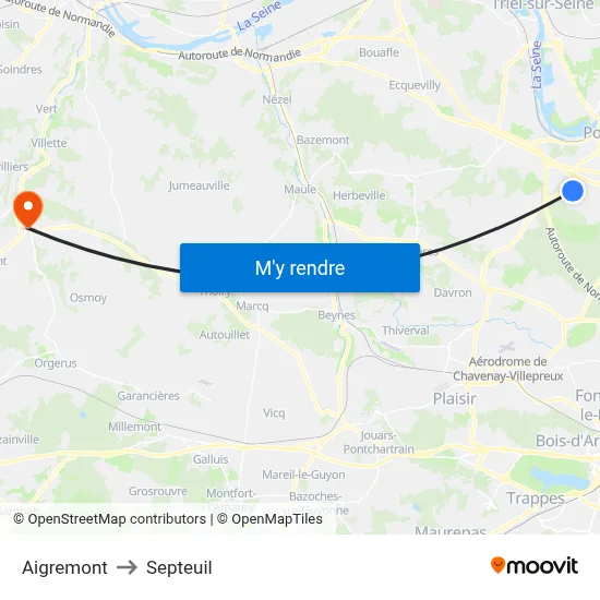 Aigremont to Septeuil map