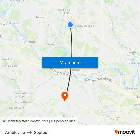 Ambleville to Septeuil map