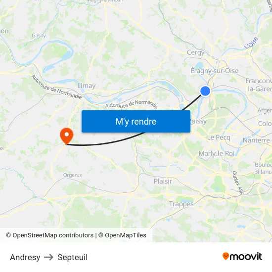 Andresy to Septeuil map