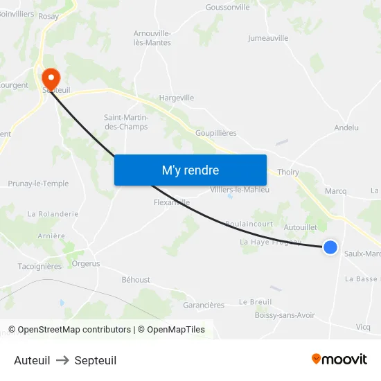 Auteuil to Septeuil map
