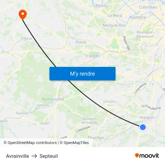 Avrainville to Septeuil map