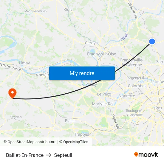 Baillet-En-France to Septeuil map