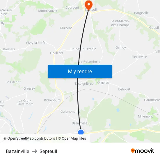 Bazainville to Septeuil map