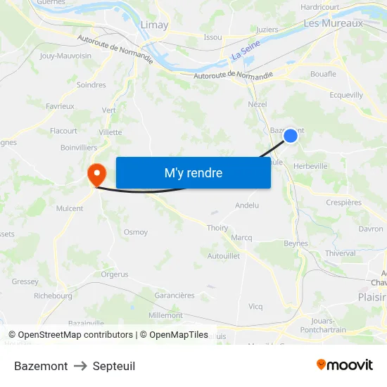 Bazemont to Septeuil map
