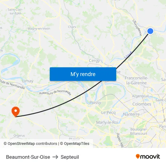 Beaumont-Sur-Oise to Septeuil map
