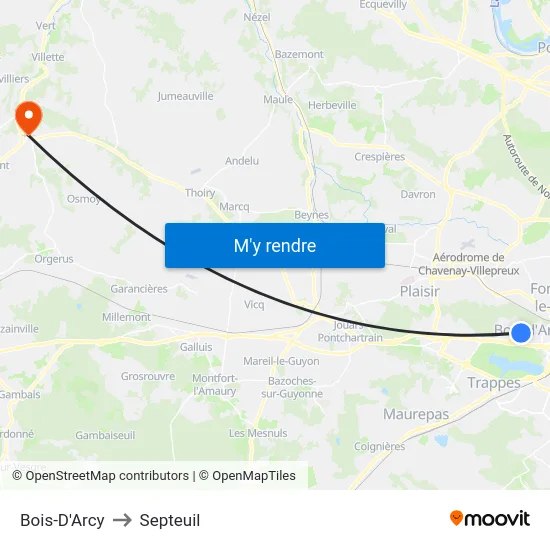 Bois-D'Arcy to Septeuil map