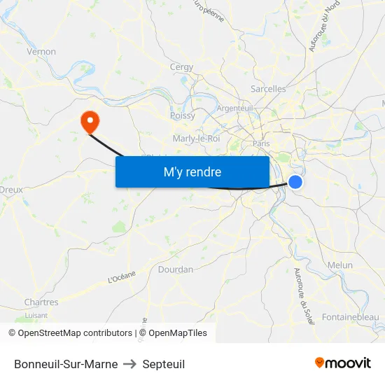 Bonneuil-Sur-Marne to Septeuil map
