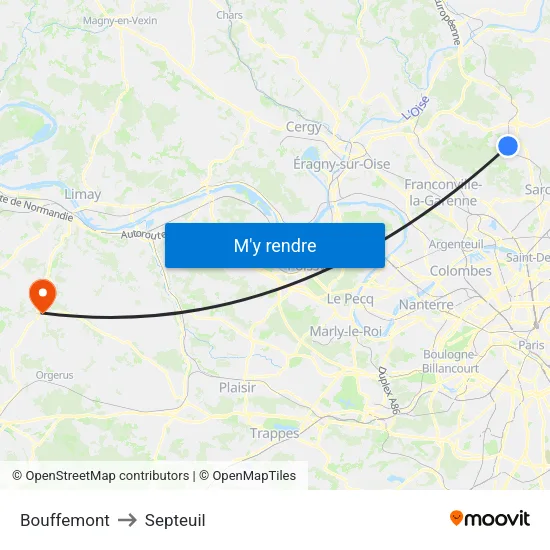 Bouffemont to Septeuil map