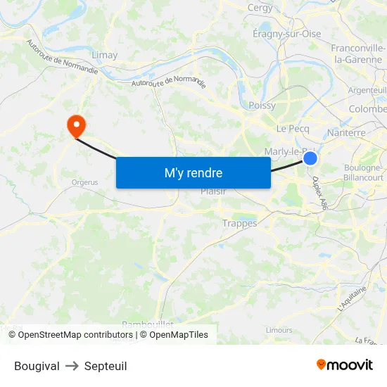 Bougival to Septeuil map
