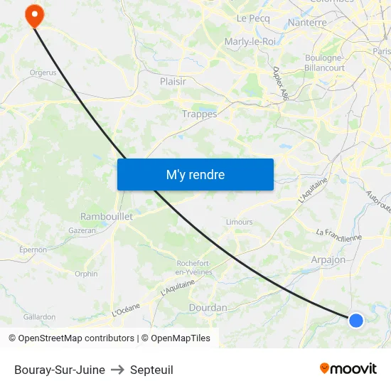 Bouray-Sur-Juine to Septeuil map
