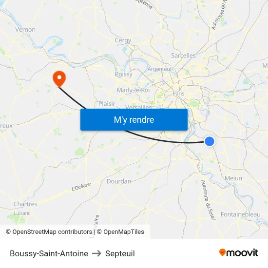 Boussy-Saint-Antoine to Septeuil map