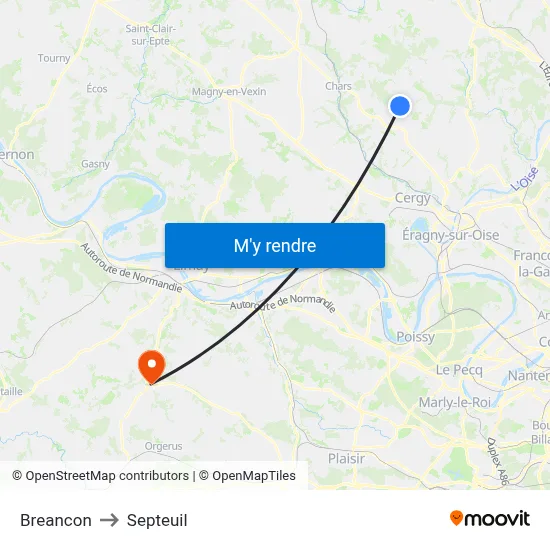 Breancon to Septeuil map