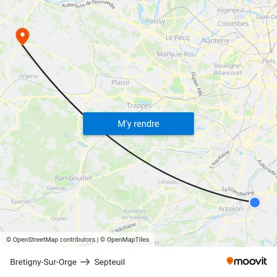 Bretigny-Sur-Orge to Septeuil map