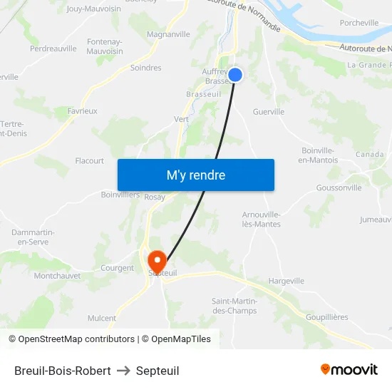 Breuil-Bois-Robert to Septeuil map