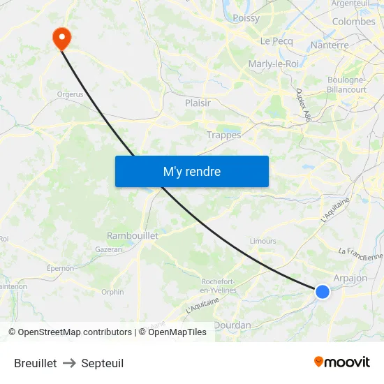 Breuillet to Septeuil map