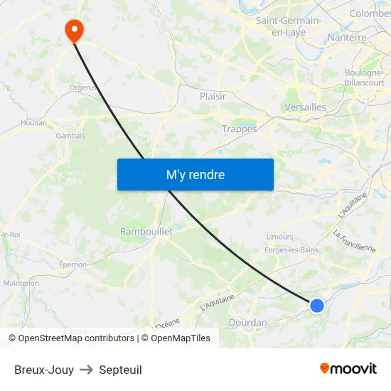 Breux-Jouy to Septeuil map