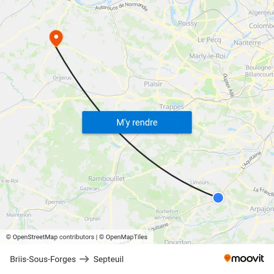 Briis-Sous-Forges to Septeuil map