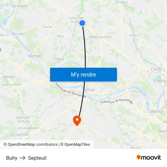 Buhy to Septeuil map