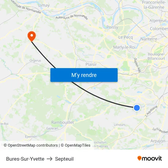Bures-Sur-Yvette to Septeuil map