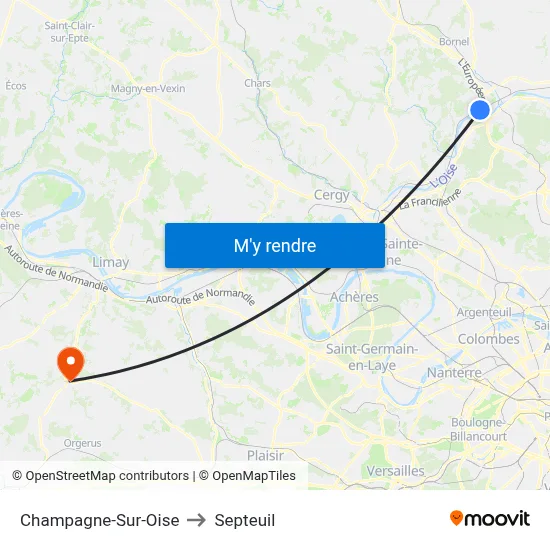 Champagne-Sur-Oise to Septeuil map