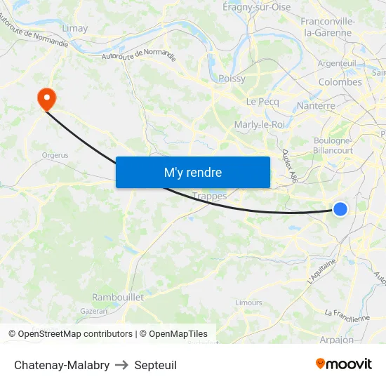 Chatenay-Malabry to Septeuil map
