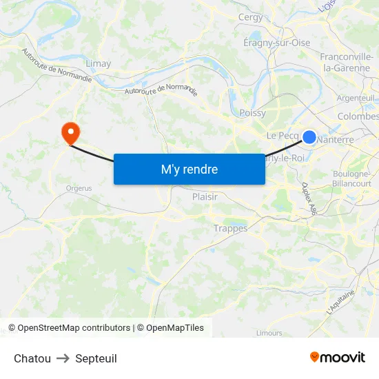 Chatou to Septeuil map