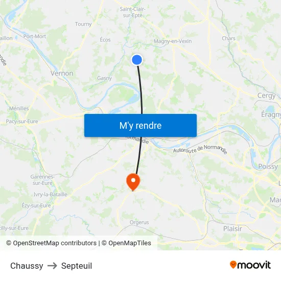 Chaussy to Septeuil map