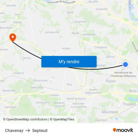 Chavenay to Septeuil map