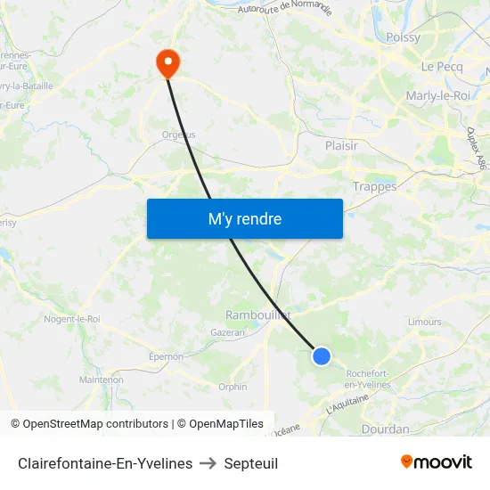 Clairefontaine-En-Yvelines to Septeuil map