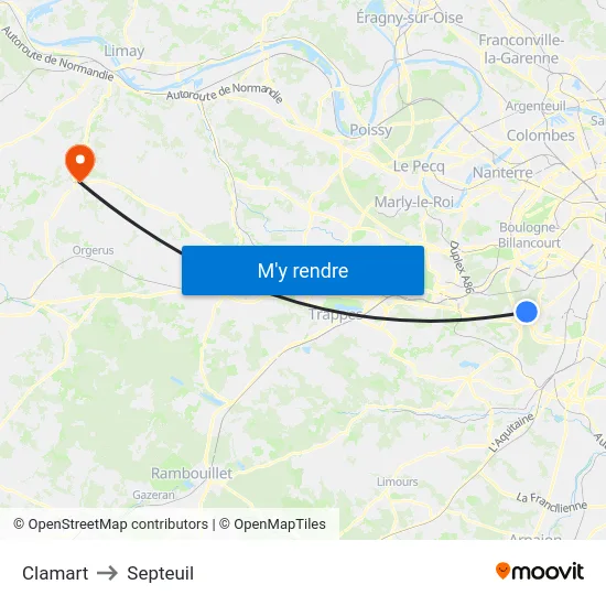 Clamart to Septeuil map