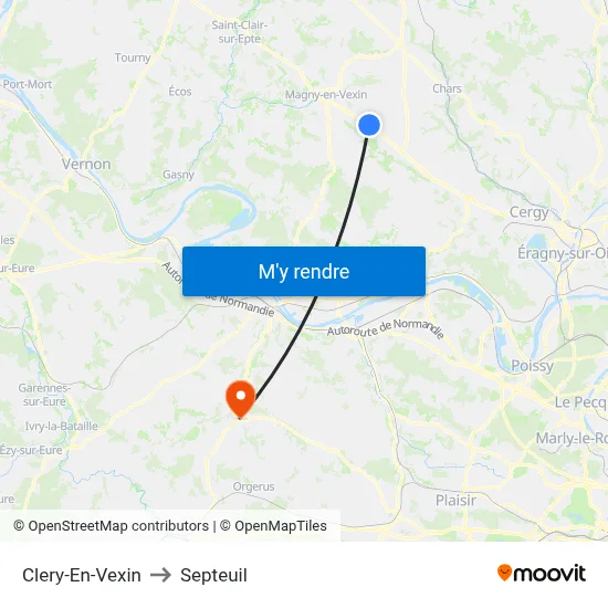 Clery-En-Vexin to Septeuil map