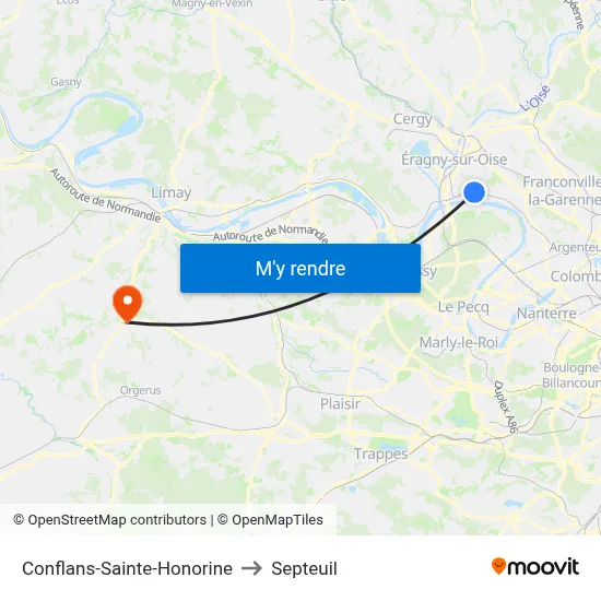 Conflans-Sainte-Honorine to Septeuil map
