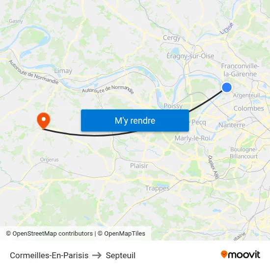 Cormeilles-En-Parisis to Septeuil map
