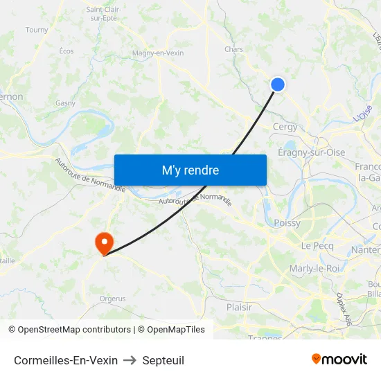 Cormeilles-En-Vexin to Septeuil map