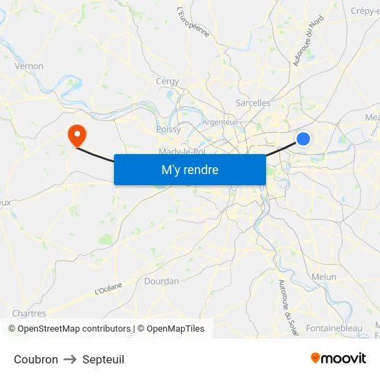 Coubron to Septeuil map